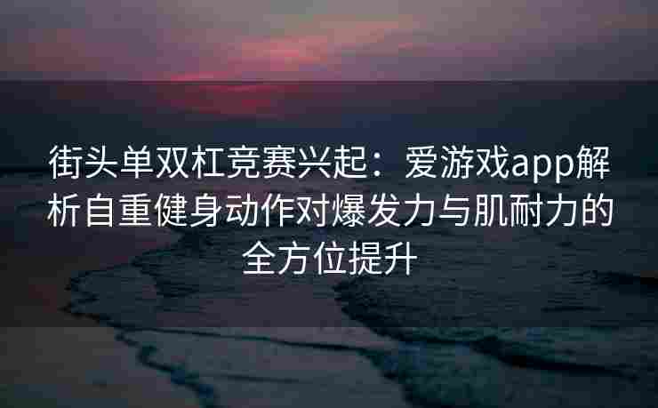 街头单双杠竞赛兴起：爱游戏app解析自重健身动作对爆发力与肌耐力的全方位提升